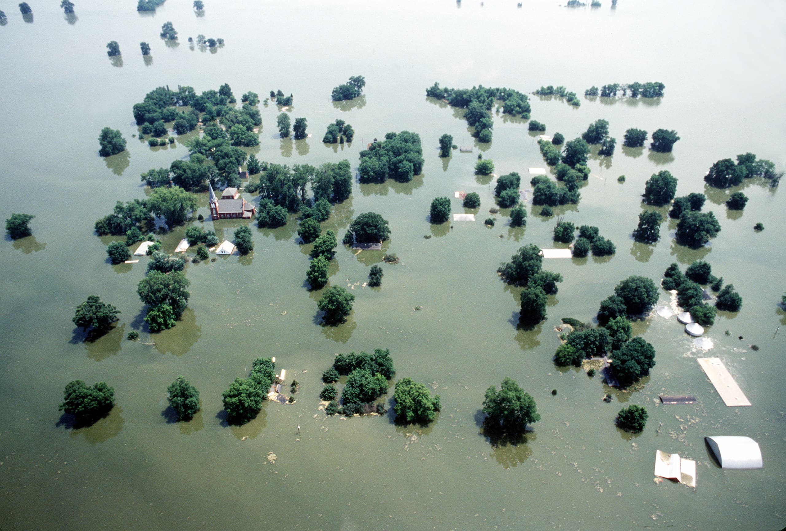 Mississippi River at Kaskaskia, Illinois during the Great Flood of 1993.