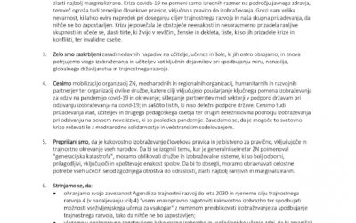 Deklaracija Svetovnega srečanja o izobraževanju 2020