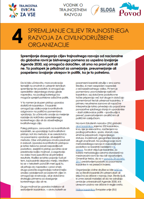 Spremljanje ciljev trajnostnega razvoja za civilnodružbene organizacije