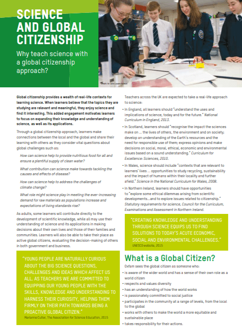 Science and Global Citizenship. Why teach science with a global citizenship approach?
