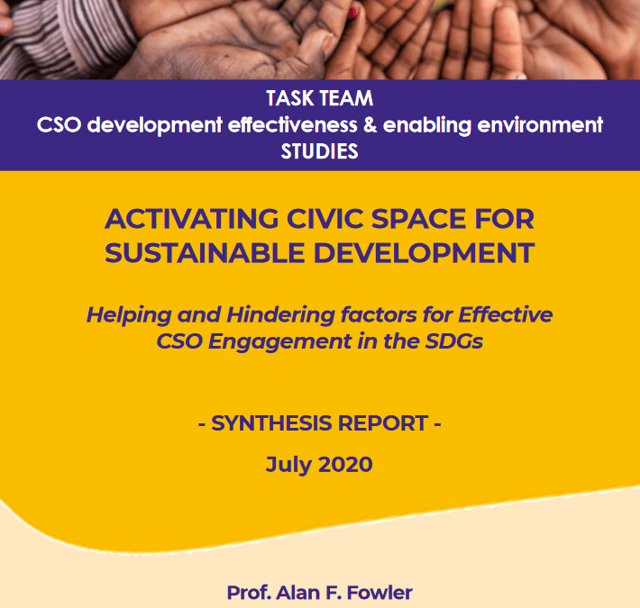 Activating civic space for sustainable development: Helping and Hindering factors for Effective CSO Engagement in the SDGs