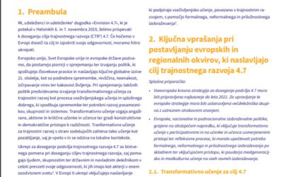 “Envision 4.7”: Kažipot, kako krepiti cilj trajnostnega razvoja 4.7