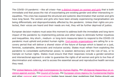 A guide for Europe: protecting the rights of women and girls in times of COVID-19 pandemic and its aftermath