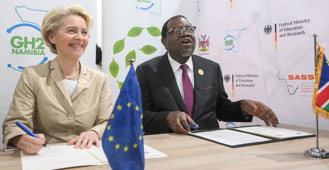 Predsednica EK Ursula von der Leyen in predsednik Namibije Hage Geingob © European Commission / Dati Bendo