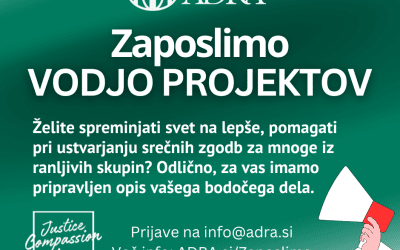 Humanitarno društvo ADRA Slovenija išče vodjo projektov