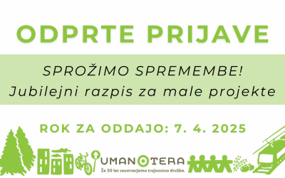 Odprte prijave na razpis za male projekte: Sprožimo spremembe!