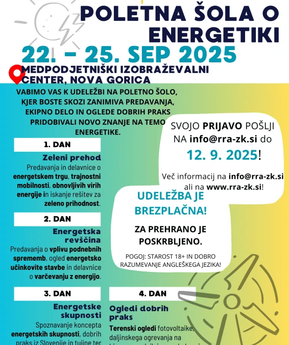 Nova Gorica bo gostila mednarodno poletno šolo o energetskem prehodu