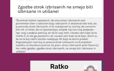 Mirovni inštitut objavil šesto zgodbo iz serije Nepozabljeni: “Zgodbe otrok izbrisanih ne smejo biti izbrisane in utišane!” ️